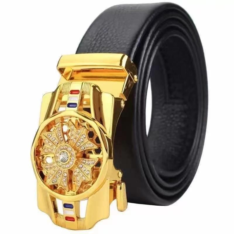 Automatic Buckle Leather Belt Buckle Rhinestone Decoration Males Luxury Belt