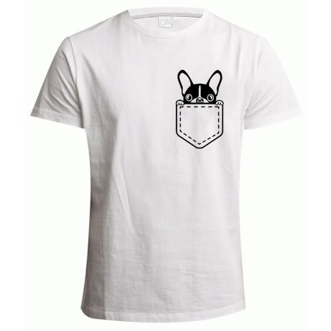 Pocket Puppy Print T-Shirt - White