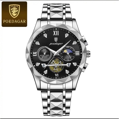 Poedagar Watch With Box And Carrrier Bag - Silver