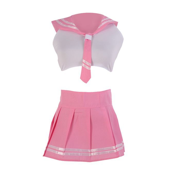 100% Cotton Women School Girl Uniform Mini Skirt Role Play Pink