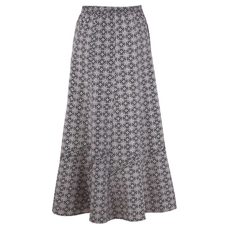 Anthology Marisota Black Stone Tile Print Linen Blend Skirt