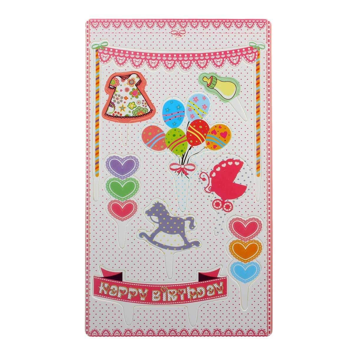 1set Letter 20*11cm Happy Birthday Cake Cupcake Topper Paper With Flag Cake Accessories Party Decoration Supplies