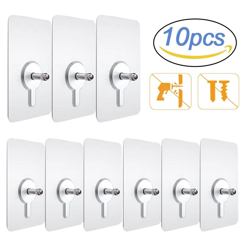 10pcs Strong Adhesive Seamless Sticky Wall Hook