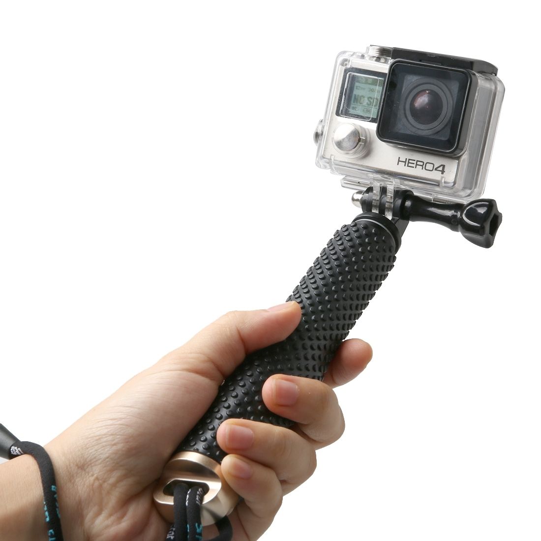 Hand Held Extendable Pole Monopod With Screw For GoPro HERO4 /3+ /3 /2, Max Length: 49cm(Gold)