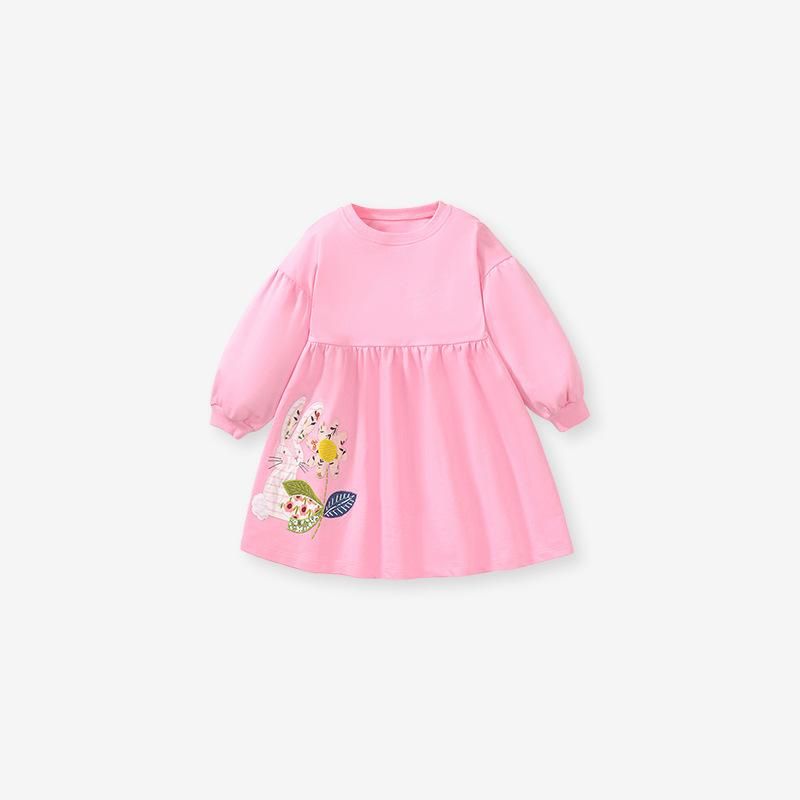 2023 European And American Long-Sleeved Girls' Dress Cartoon Cotton Children Shirt