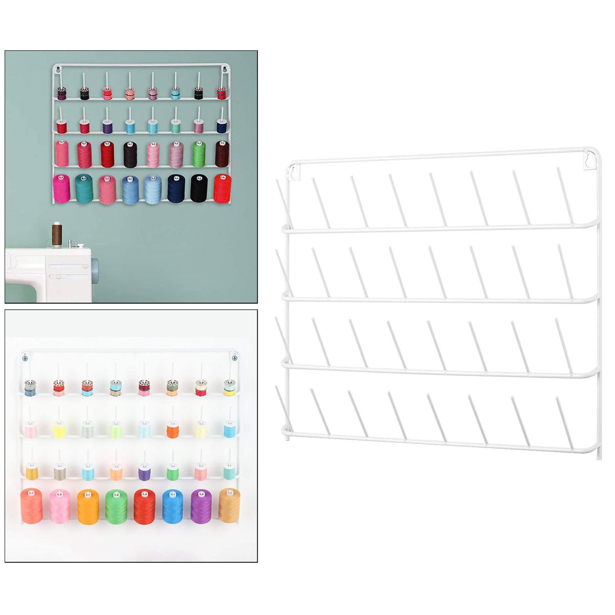 Metal Wall Hanging Thread Holder 32-Spool Sewing Thread Rack Organizer