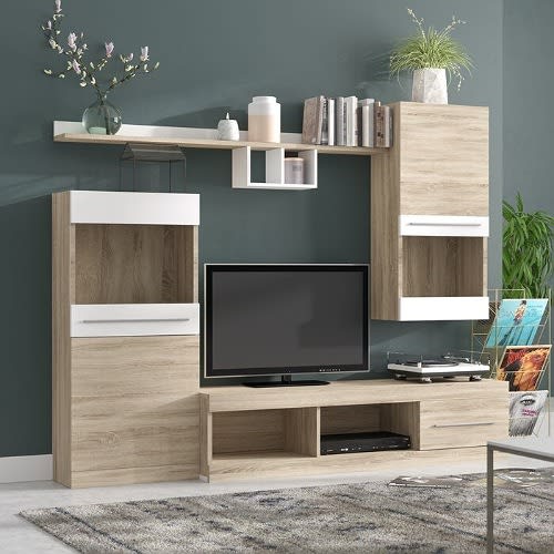 Entertainment Center For Tvs Up To 49 Inches - Oak And White Gloss