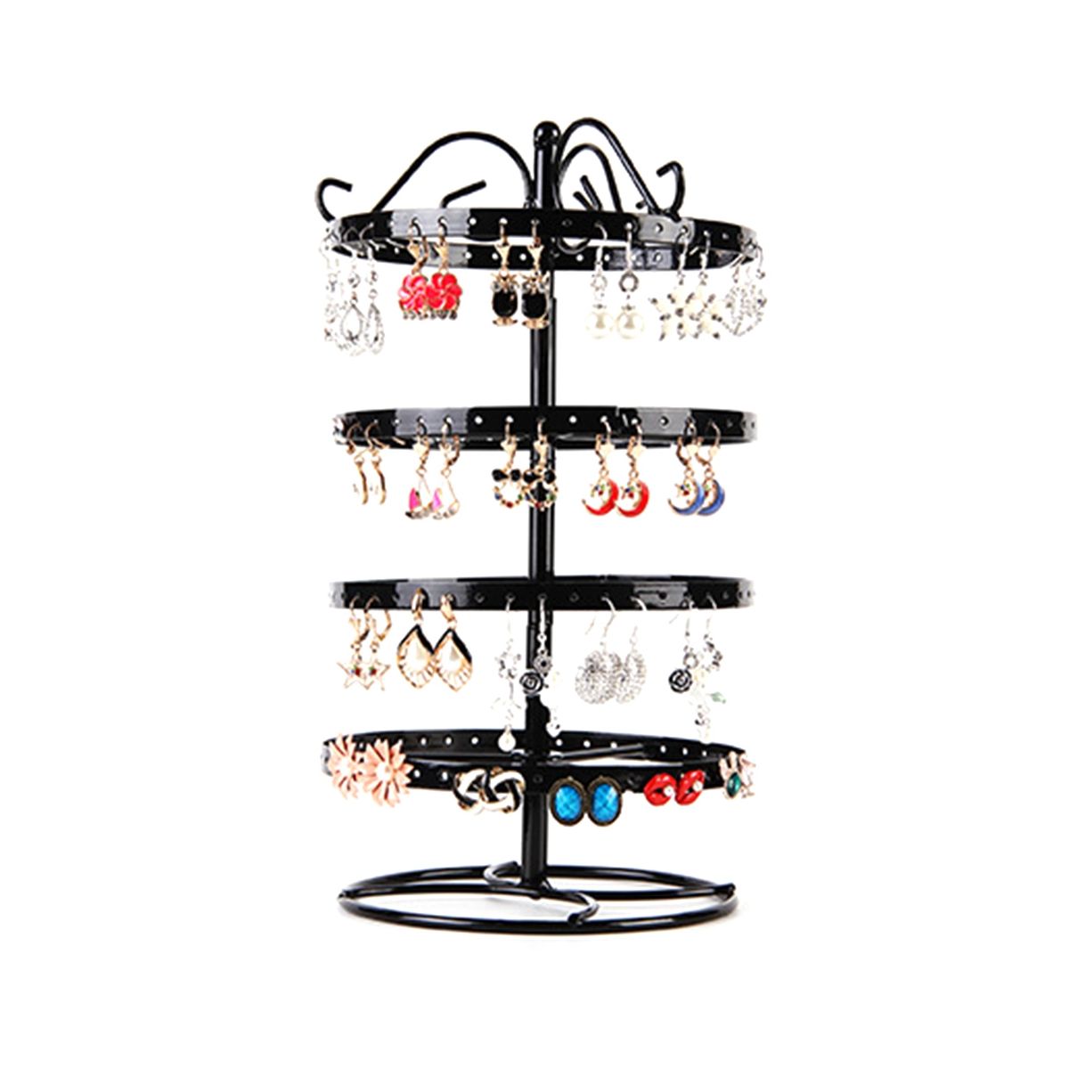 Wrought Iron Four-Story Rotating Jewelry Rack Jewelry