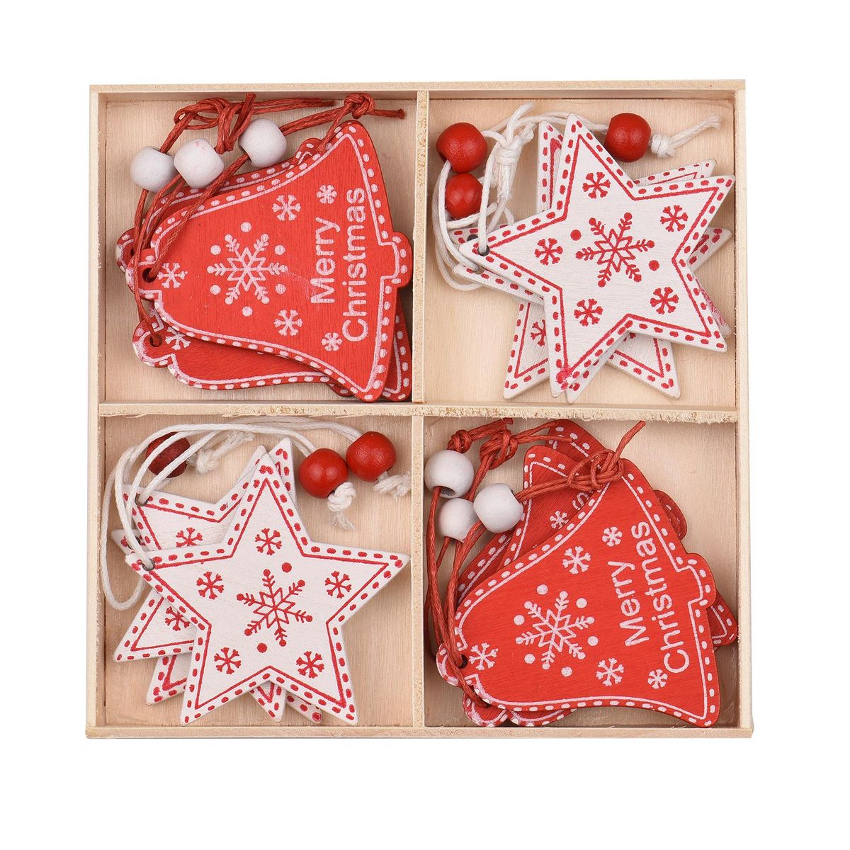 Wooden Christmas Ornaments for Hanging Decorations Wood Slices with Straps Christmas Decor Set for Kids DIY Christmas Craft Gift Toys