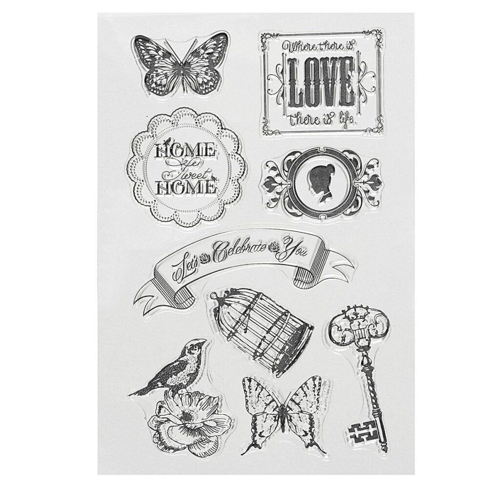 Bike Rose Butterfly Silicone Clear Stamp Seal Scrapbooking Diary Christmas Card Apricot