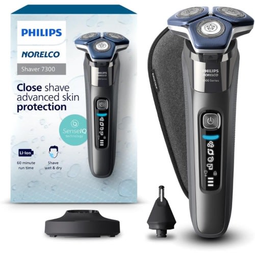 Norelco Shaver Wet & Dry Electric 7300- With Senseiq Technology & Pop-up Trimmer
