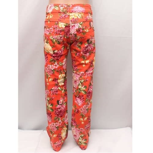 Magic Girl Floral Print Jeans - Orange Multicolour