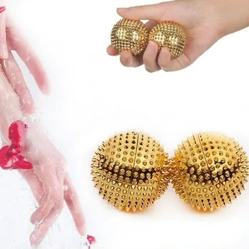 Acupuncture Hands And Feet Massaging Ball - Gold - 1 Pair