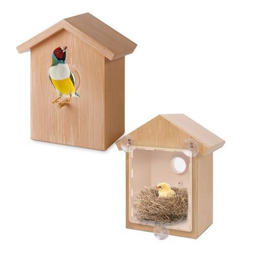 Wooden Bird House Birdhouse Hanging Nest Feeder With Loop Home Garden Yard Outdoor Pet Decors House Shape