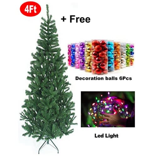 4ft Green Christmas Tree + Free 6 Pieces Balls + Led Lights