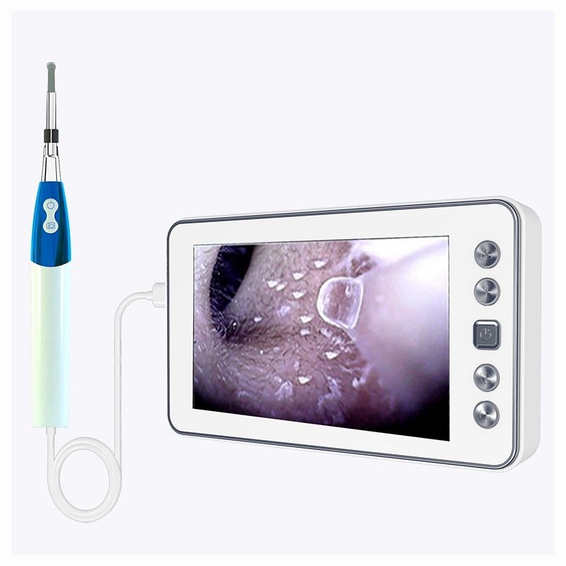 Digital Ear Care Visual Endoscope Camera 1.3MP 4.3 Inch LCD Display Po Video Otoscope 3.9mm/4.3mm Lens 6 LED Ear Clean Spoon-4.3mm