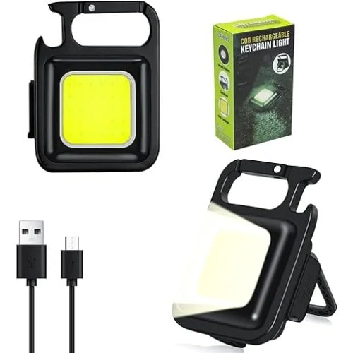 Rechargeable Keychain Mini Flashlight - Cob Small Flashlights - Key Holder