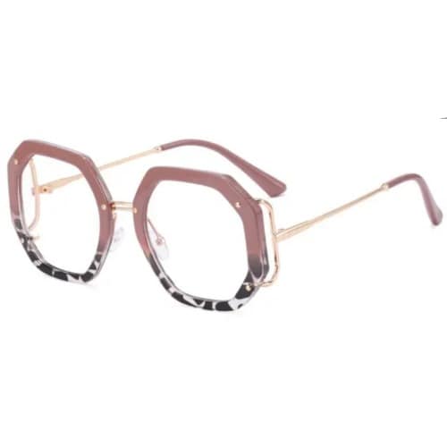 Women Vintage Uv Clear Glasses With Case-nude