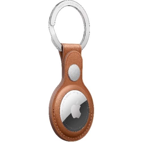 Apple Airtag Leather Key Ring - Saddle Brown
