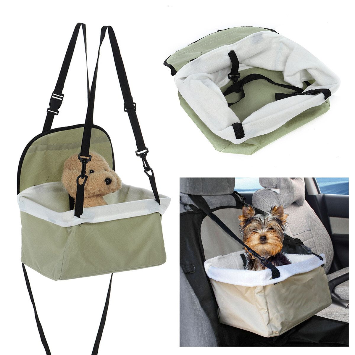Folding Pet Dog Car Seat Safe Handbag Cat Puppy Travel Carrier Bed Bag Basket Green