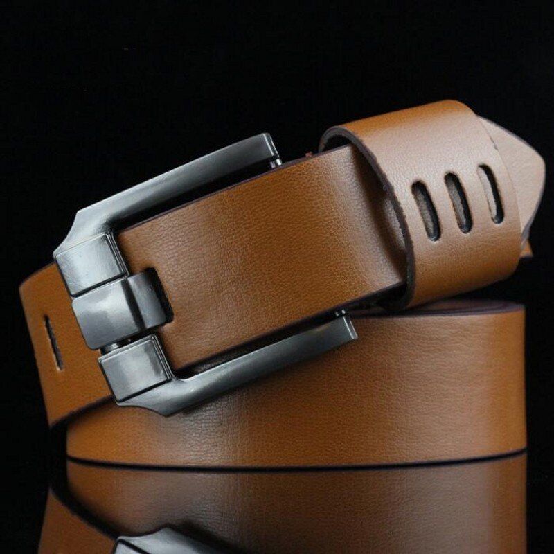 Vintage PU Leather Belt Men's Punk Cowboy Casual Pin Buckle Belt High New Quality Mens Belt For Jeans Long 110cm(Brown)