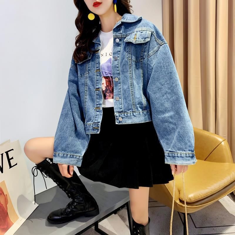 Short Batwing Sleeve Denim Jacket for Women 2020 Spring and Autumn New Korean Style Loose Internet Hot Fashion Coat Top for Women