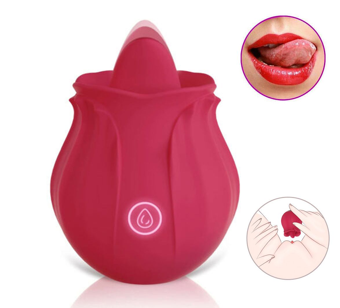 Rose Tongue Licking Vibrators Clit Nipples Suckers Dildos Sex Toys