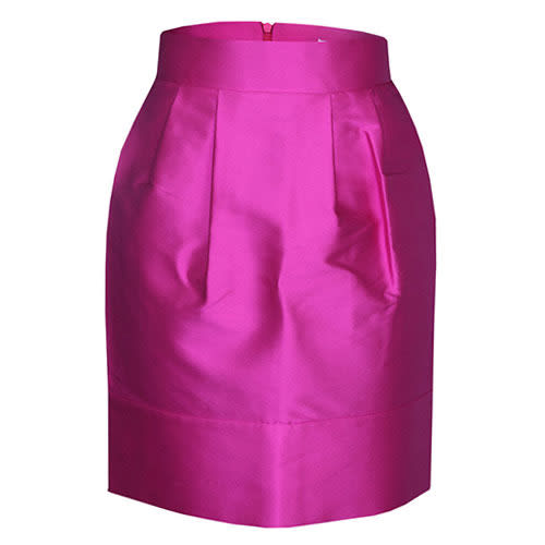 Gloss Balloon Skirt With Pleat Waist And Band Hem