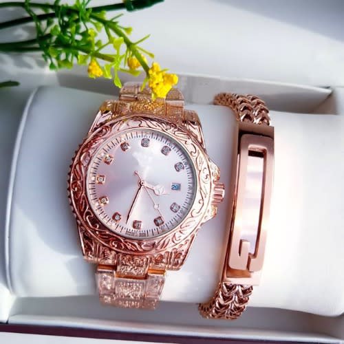 Armor Sophisticated /Rugged Bead Wrist Watch + Top Bracelet