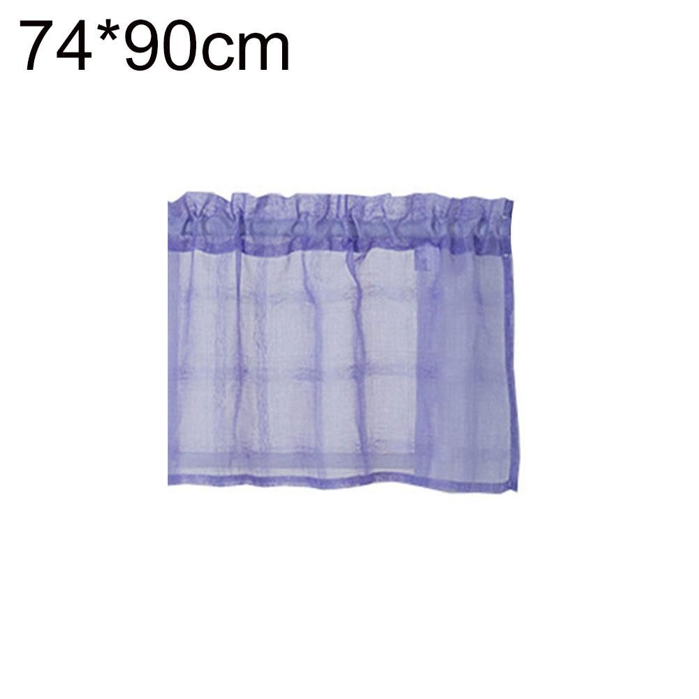 Through Rod Window Balcony Short Curtain Gauze-Purple