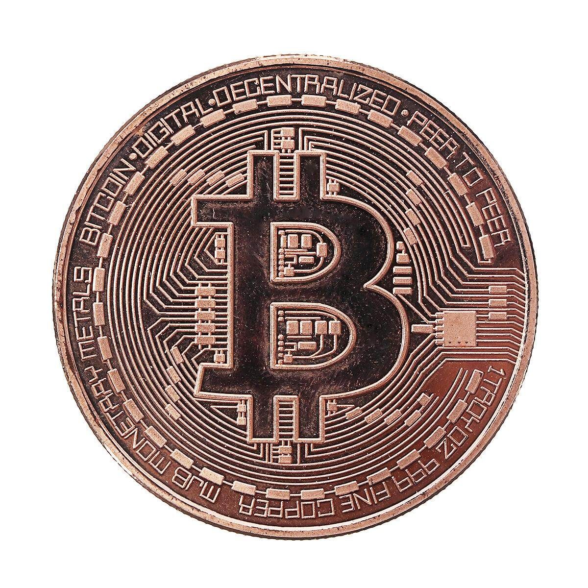 BITCOIN!! Rose Gold Plated Physical Bitcoin Coin In Protective Acrylic Case
