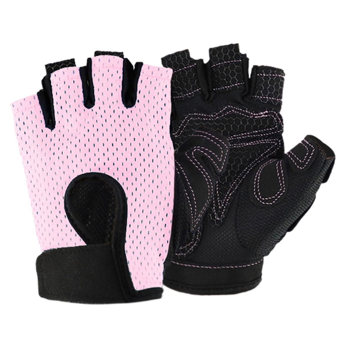1 Pair Fitness Gloves Half Finger Motorbike Gloves Pink