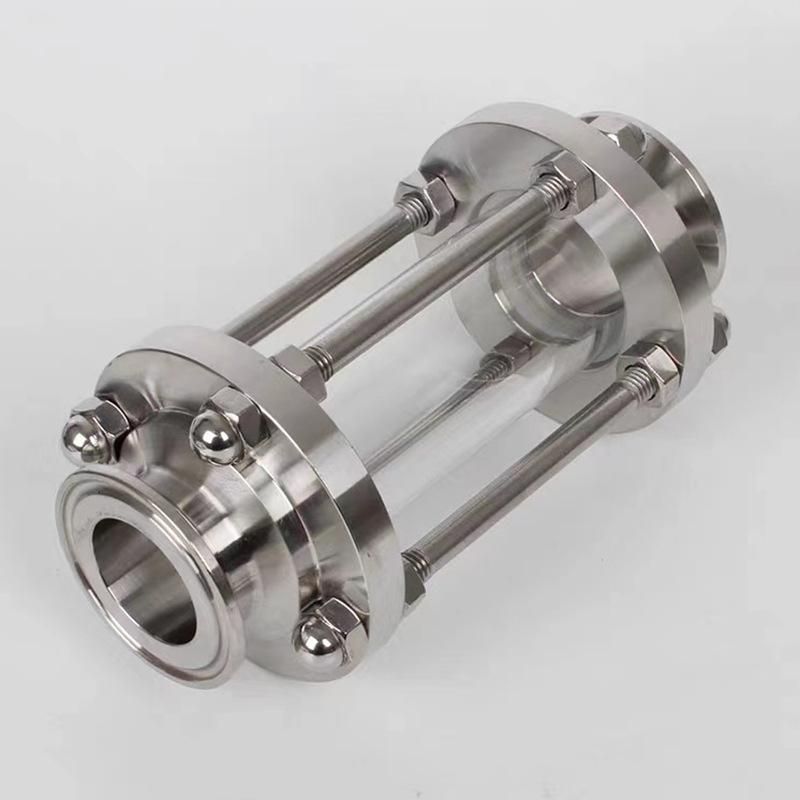 Stainless Steel Sanitary Quick Installation Mirros Quick Installation 304/316 Glass Pipe Straight-through Mirros with Safety Net Clamp Type