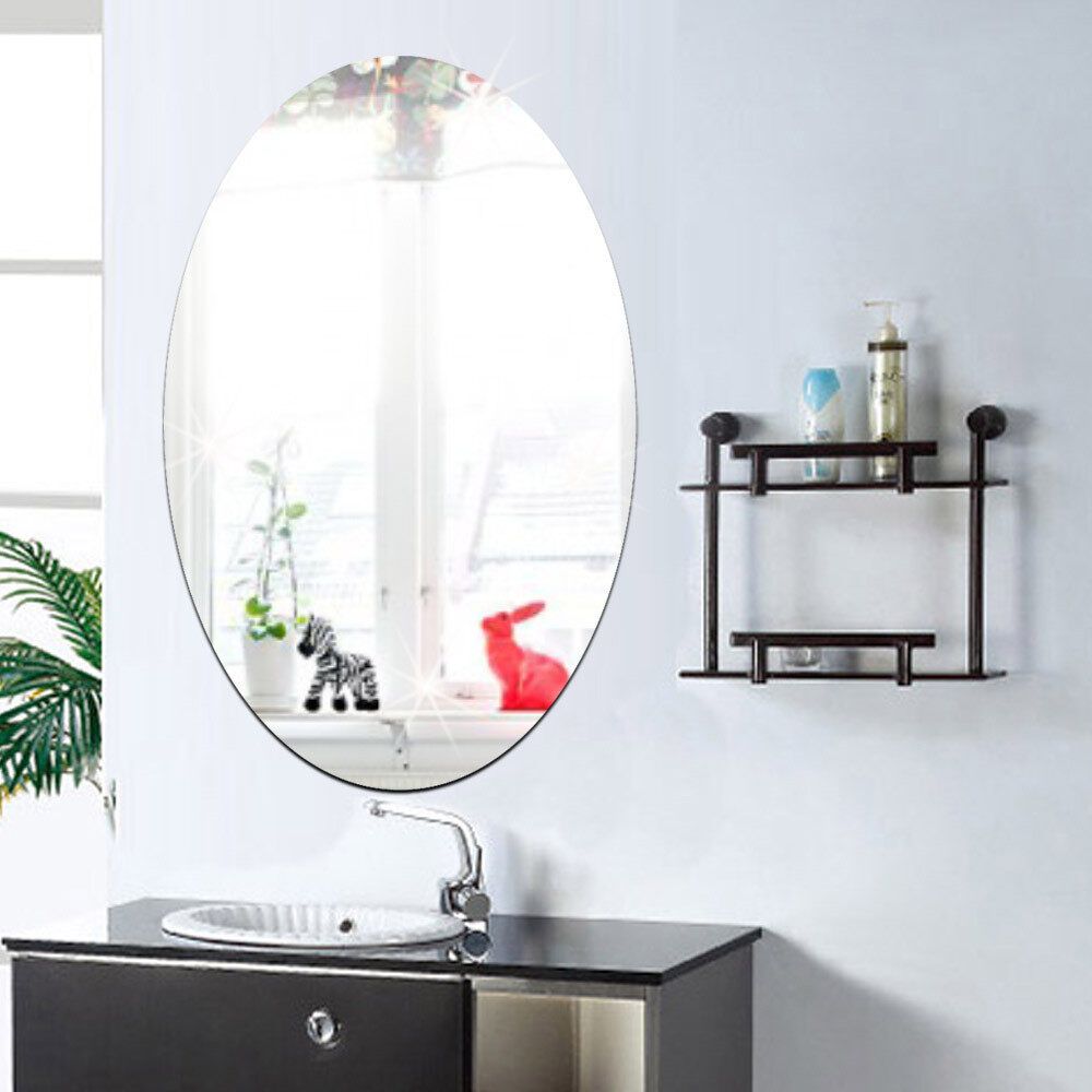 27*42cm Oval Acrylic Bathroom Waterproof Mirror Sticker
