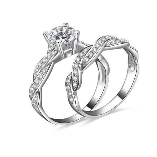 Elegant Wedding & Engagement Set - Silver