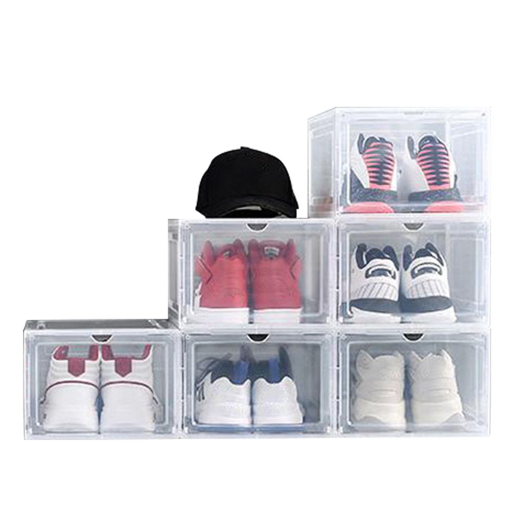 6Pcs Shoe Box Stackable Shoe Storage Box Drop Front Shoe Box
