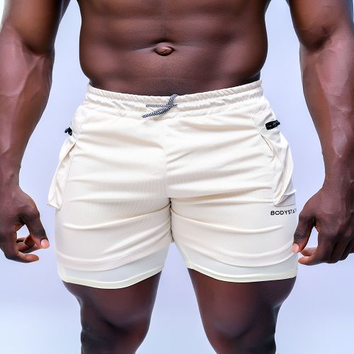 Men's Shorts With Tights - Off White