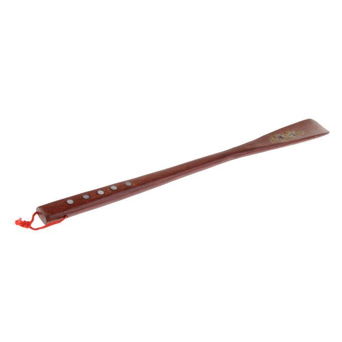 Practical Shoehorn Wood Handle Shoe Lifter Light Brown With Shell 55cm