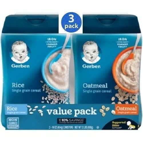 Baby Cereal - Rice & Oatmeal - 16oz - 4-12 Months - Set Of 6