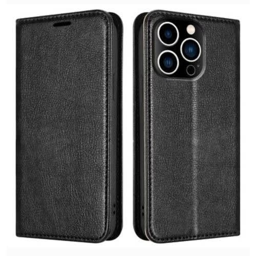 Shockproof Defender Flip Leather Case For Iphone 14 Pro Max - Black