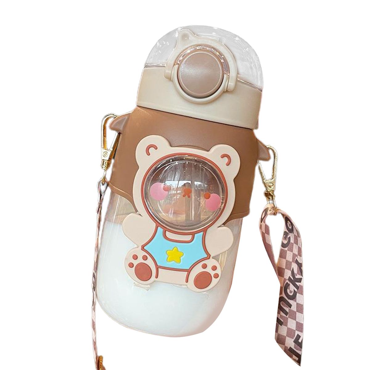 Water Tumbler Kawaii Children Straw Water Cup Brown