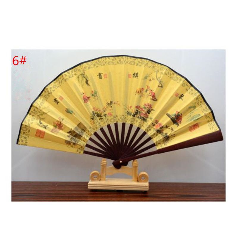 Chinese 1pc Crafts Fan Handmade Folding Print Fan Decoration Ribs Hand Bamboo Home QLY9581 Style Fabric