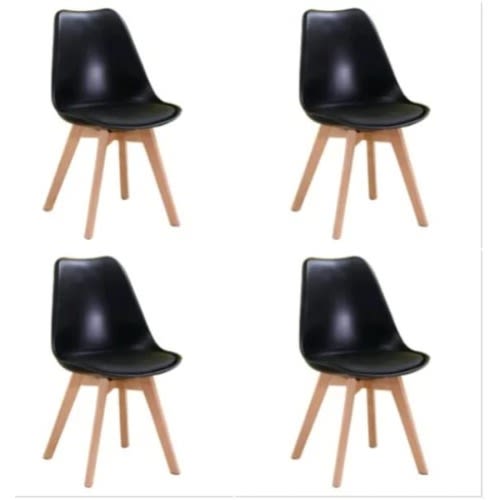Restaurant  Wooden Leg Dining Chairs - Set Of 4