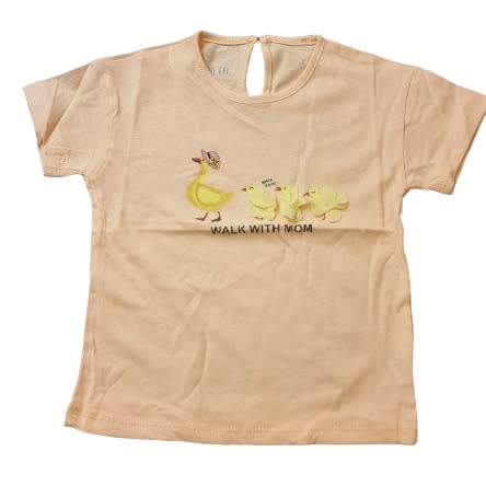 Peach Girls Top With Ducks Print
