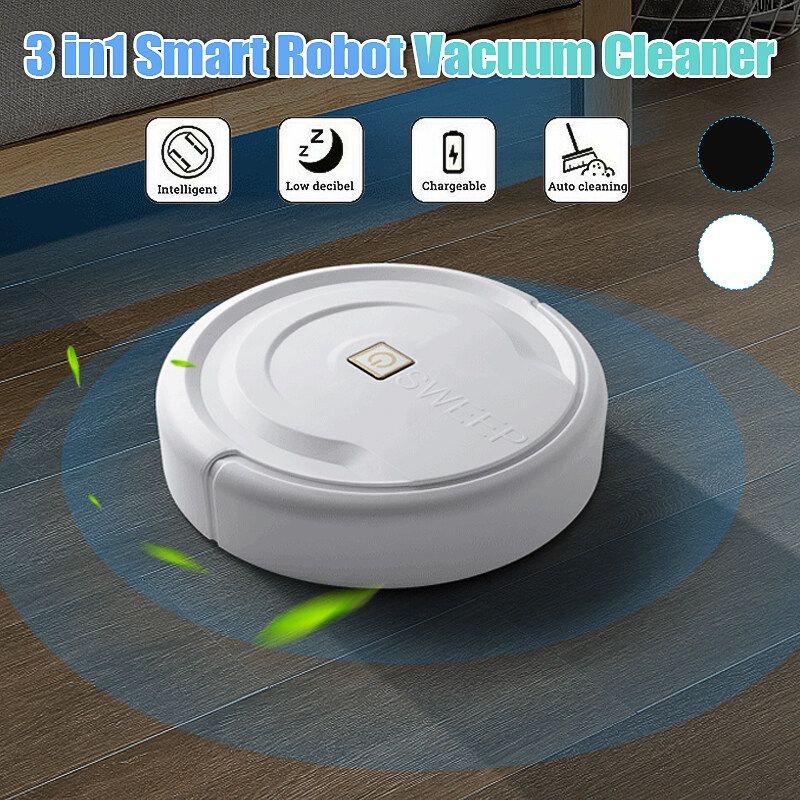 3in1 Smart Robot Vacuum Cleaner Navigated Multifunctional Mopping Sweeping Automatic Sweeper Sensor Edge Home Room Clean Machine White