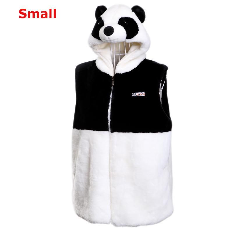 Hooded Panda Vest Cute Thick Plush Tops