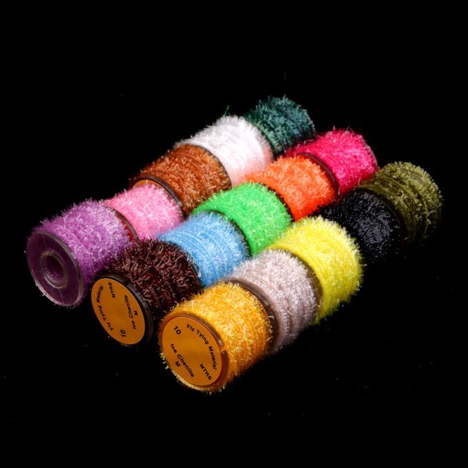15 Rolls Fly  Tinsel Chenille Crystal Flash Line Fly Tying