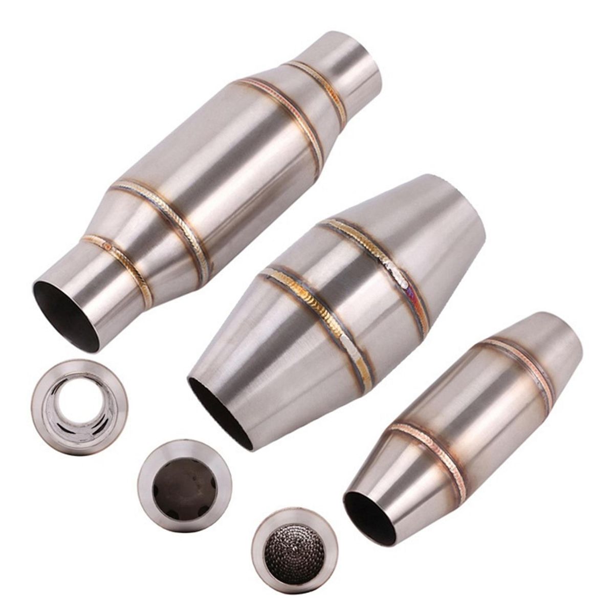 Motorcycle Exhaust Pipe Muffler Expansion Chamber Catalyst Noise-Cancelling for CQR Kawasaki Honda Yamaha Modified -B