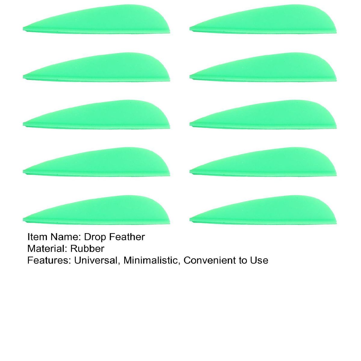 10Pcs Rubber Drop Feather Drop Shape Archery Feather Green