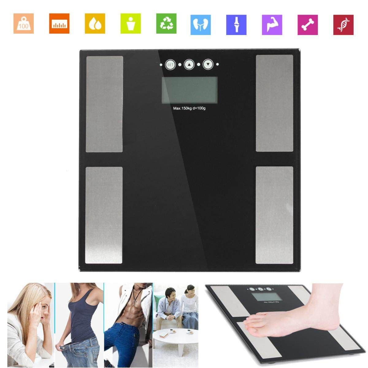 Slim Digital Bathroom Scale 330LB Body Weight LCD Glass Electronic Fitness M
